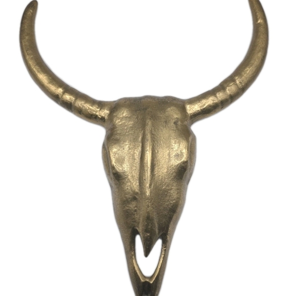 Vintage Other - Vintage Brass Plated Longhorn Skull Metal Wall Decor Southwestern Western Bull